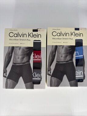 Two Sets Calvin Klein CK Men’s Microfiber Stretch Plus Boxer Briefs Large 6 Pair